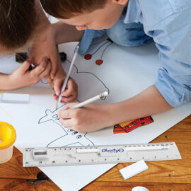 The TRENDS Stationery Set is a great combo of ruler, pencils, sharpener and eraser in one compact unit.  White.  Perfect to add your logo to for any generation.