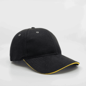 The Headwear24 6 Panel Metal Sandwich Peak is a 270gsm brushed cotton twill cap with contrast trim. 13 colours. Great branded 6 panel caps.