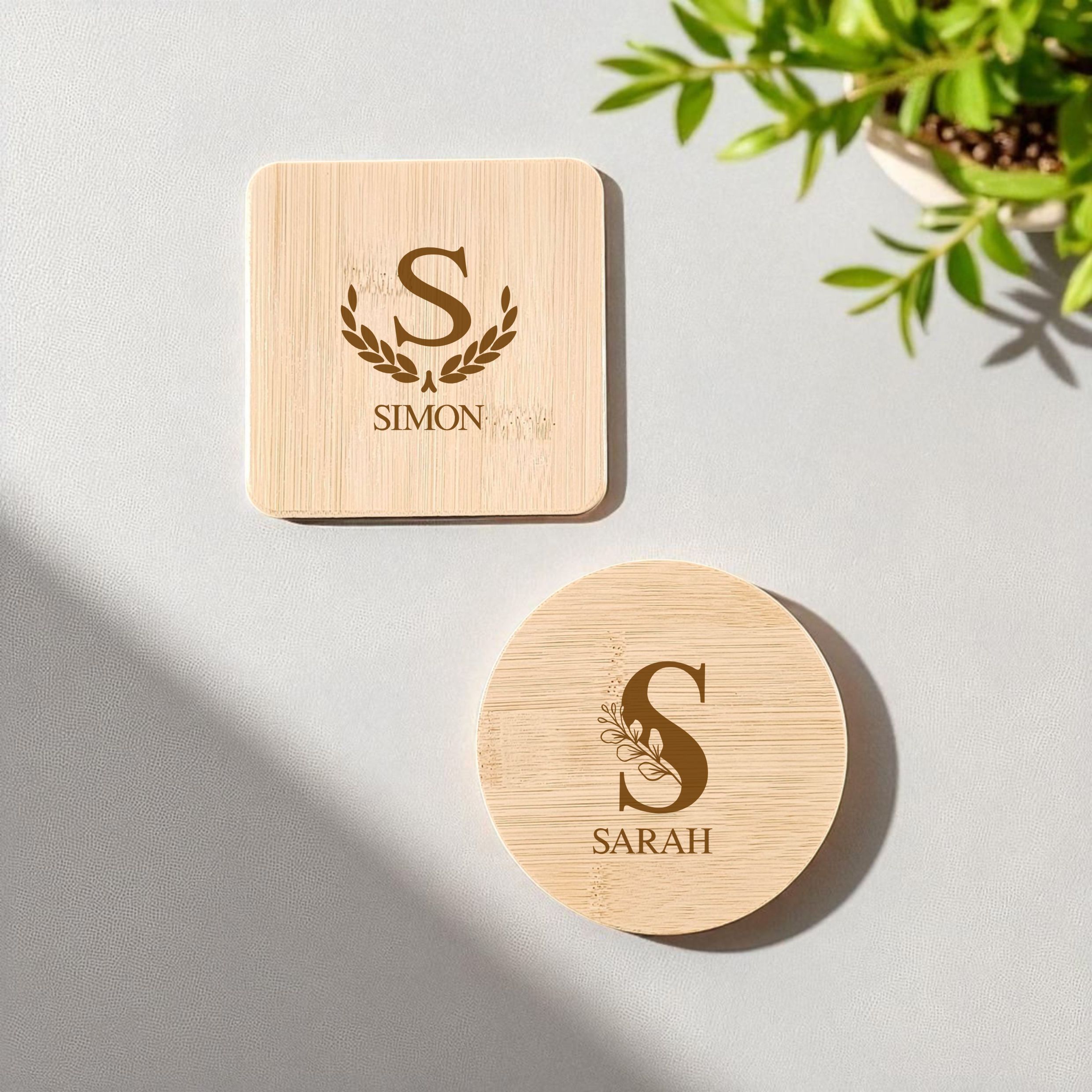Monogram Bamboo Coasters