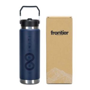 The TRENDS Frontier Hyke Vacuum Bottle is a 900ml double wall vacuum bottle. Made for the outdoors. Stainless steel, popwder coated. Straw lid. 3 colours.