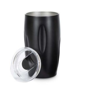 The SPICE Nazare Vacuum Tumbler is a 330ml tumbler built for everyday use. Double wall vacuum construction. Black. Carbon Neutral. Recycled stainless Steel.