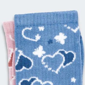 The TRENDS Jolly Knitted Bamboo Kids Socks are a set of 2 pairs of crew socks. 80% bamboo. Custom colour knit and heel. Up to 6 colours. 2 sizes.
