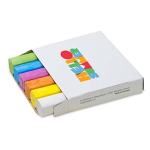 The STAEDTLER Assorted Sidewalk Chalk Set includes 6 bright chalks.  Washable for easy clean up.  Branding on the box.  Great promo product for all ages.
