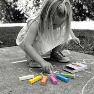 The STAEDTLER Assorted Sidewalk Chalk Set includes 6 bright chalks.  Washable for easy clean up.  Branding on the box.  Great promo product for all ages.