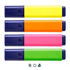The STAEDTLER Textsurfer Classic Highlighter features a large ink reservoir. 4 colours. Water based and fast drying. Casing is made from 97% recycled plastic.