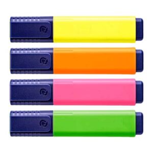 The STAEDTLER Textsurfer Classic Highlighter features a large ink reservoir. 4 colours. Water based and fast drying. Casing is made from 97% recycled plastic.