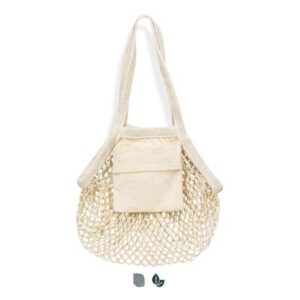 The TRENDS Cotton Mesh Foldaway Tote Bag is a small, compact, reusable 3 litre tote. Lightweight, unbleached cotton mesh. Slip pocket. Multiple branding options.