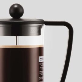 The Bodum Brazil French Press is a 350ml french press coffee maker. Designed for individual use. Borosilicate glass carafe, BPA free plastic frame.