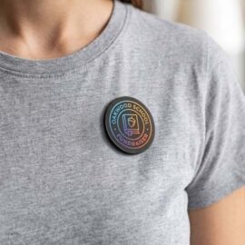 The TRENDS Multi-functional magnetic badge is a versatile promo product. Attach to fridge, phone or use as a badge. Full colour branding available.