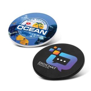 The TRENDS Multi-functional magnetic badge is a versatile promo product. Attach to fridge, phone or use as a badge. Full colour branding available.